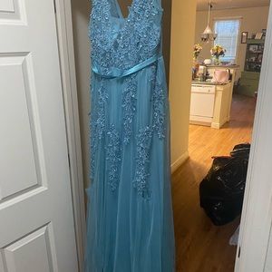 Dusty blue prom or ball gown